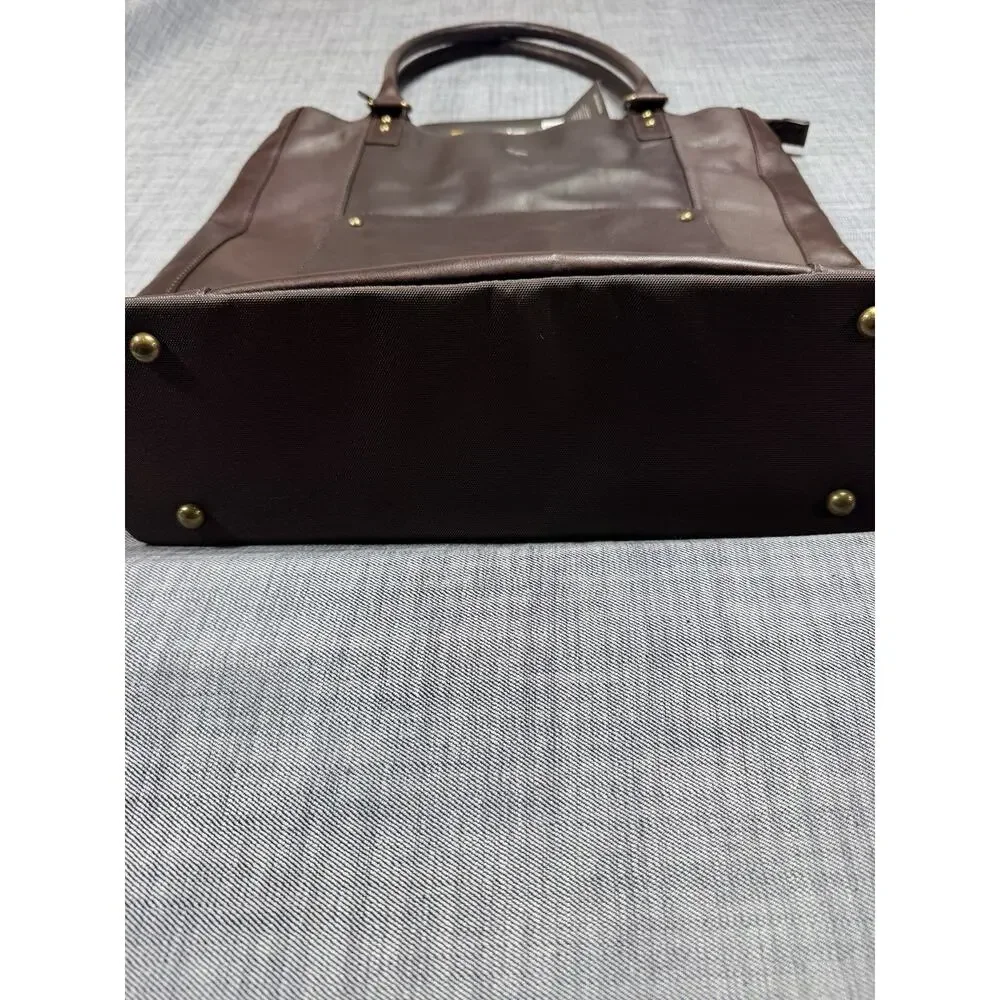 NWT Solo New York Executive Bucket Tote Brown Full Grain Leather Laptop Bag